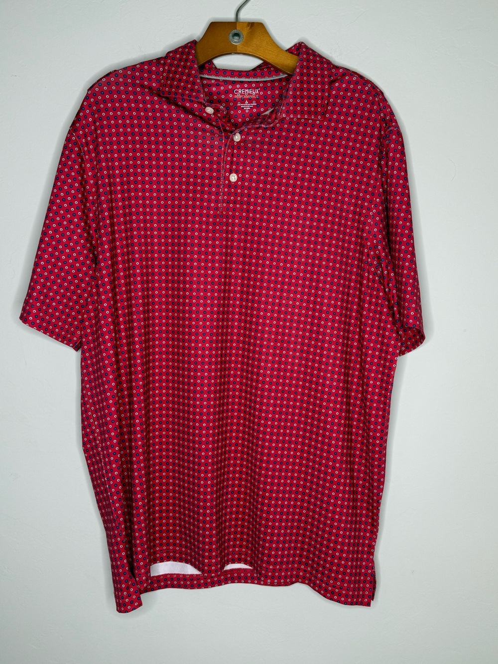 Cremieux performance polo red with flower pattern size large golf outdoor
